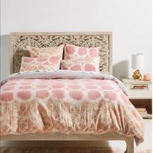 Anthropologie Pink and Cream Patterned Duvet Cover